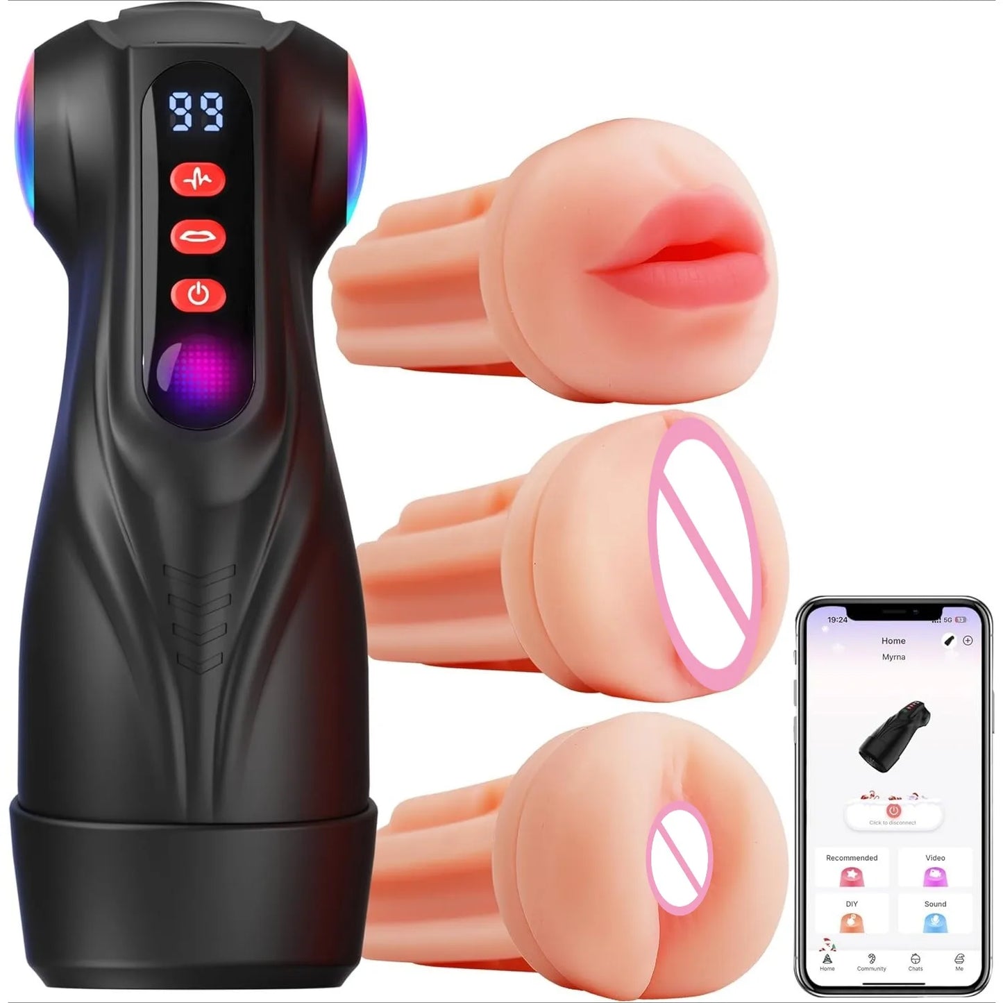 Male Masturbator APP Automatic Masturbation Cup for Men Sucking Deep Throat Realistic Oral Vagina Blowjob Vibrating Sex Machine