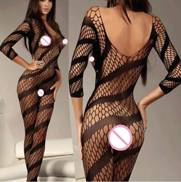 Sexy Lingerie Women For Sex Clothes Role Play Adult Games Fishnet Dress Exotic Costumes Transparent Sheath Sex Shop Full Sleeves
