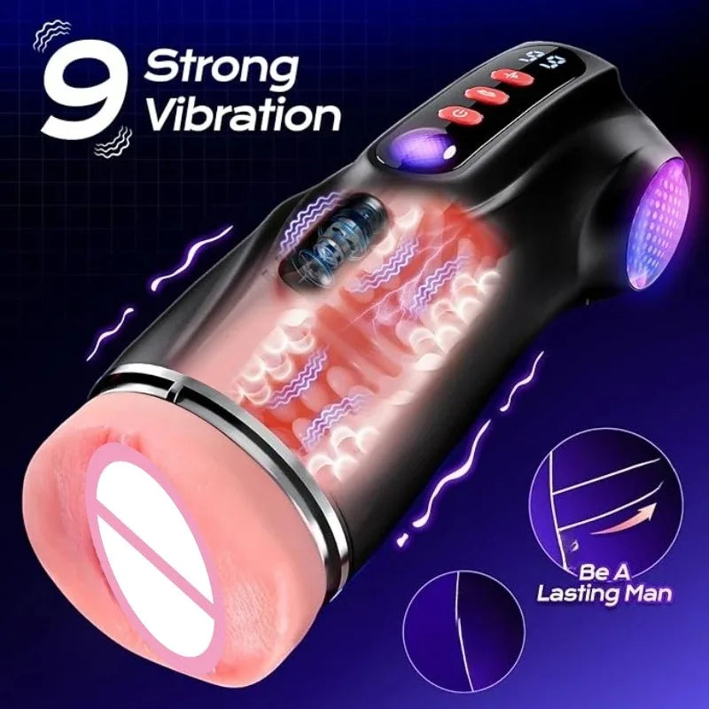 Male Masturbator APP Automatic Masturbation Cup for Men Sucking Deep Throat Realistic Oral Vagina Blowjob Vibrating Sex Machine