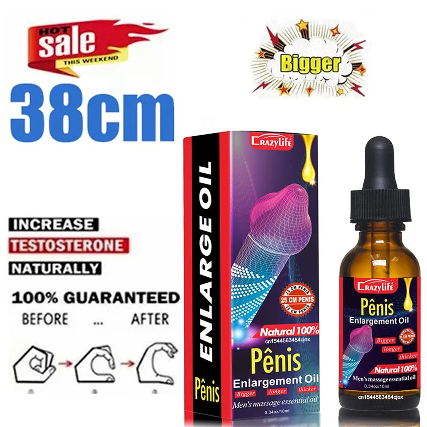 Penis Enlargement Oil Big Dick Growth Erection Enhance Massage Oil Adult Male Personal Care Sexy Orgasm Delay Liquid Sex Product