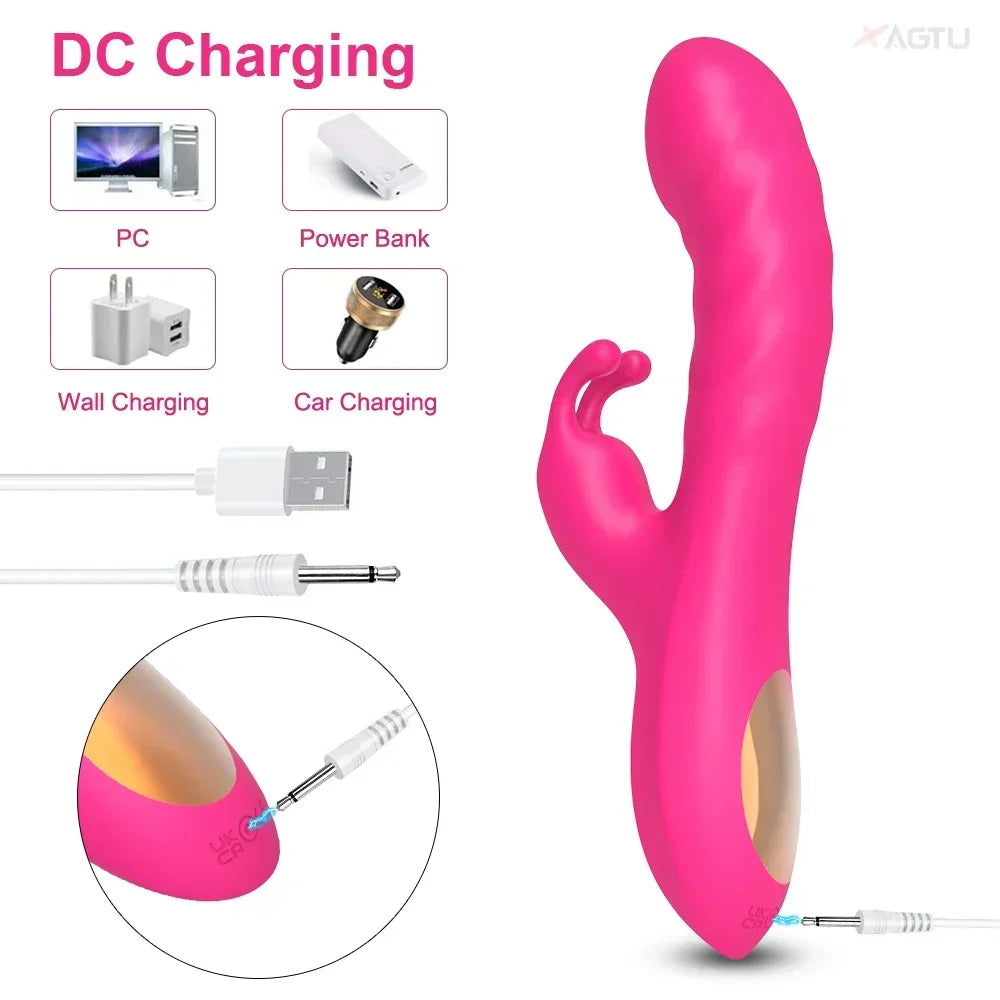 Powerful Rabbit Vibrator Women G-Spot Clitoral Stimulator Vagina Nipple Massager Dildo Female Masturbator Adult Sex Toy