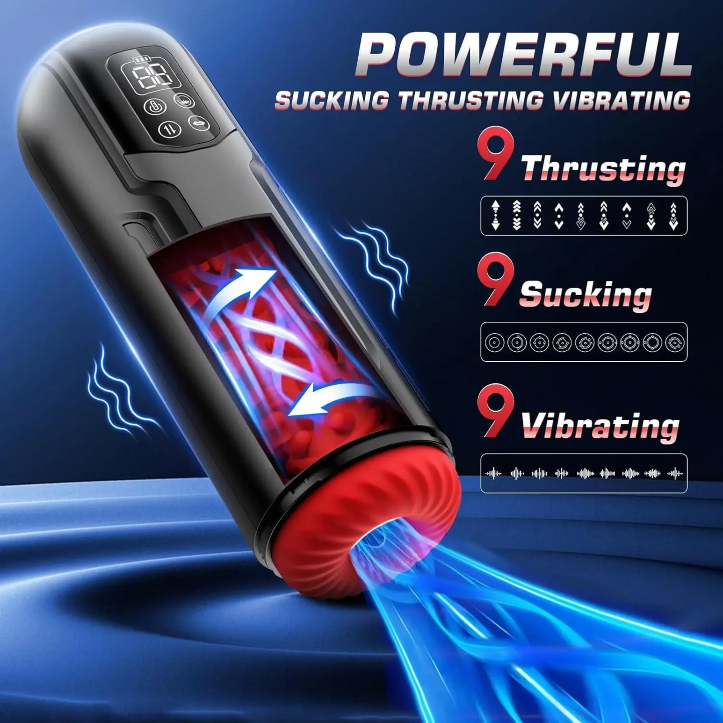 Automatic Masturbator Stroker Adult Toys with 7 Thrusting Rotating 7 Licking Vibrating Modes Hands-Free Sex Machine Pocket Pussy