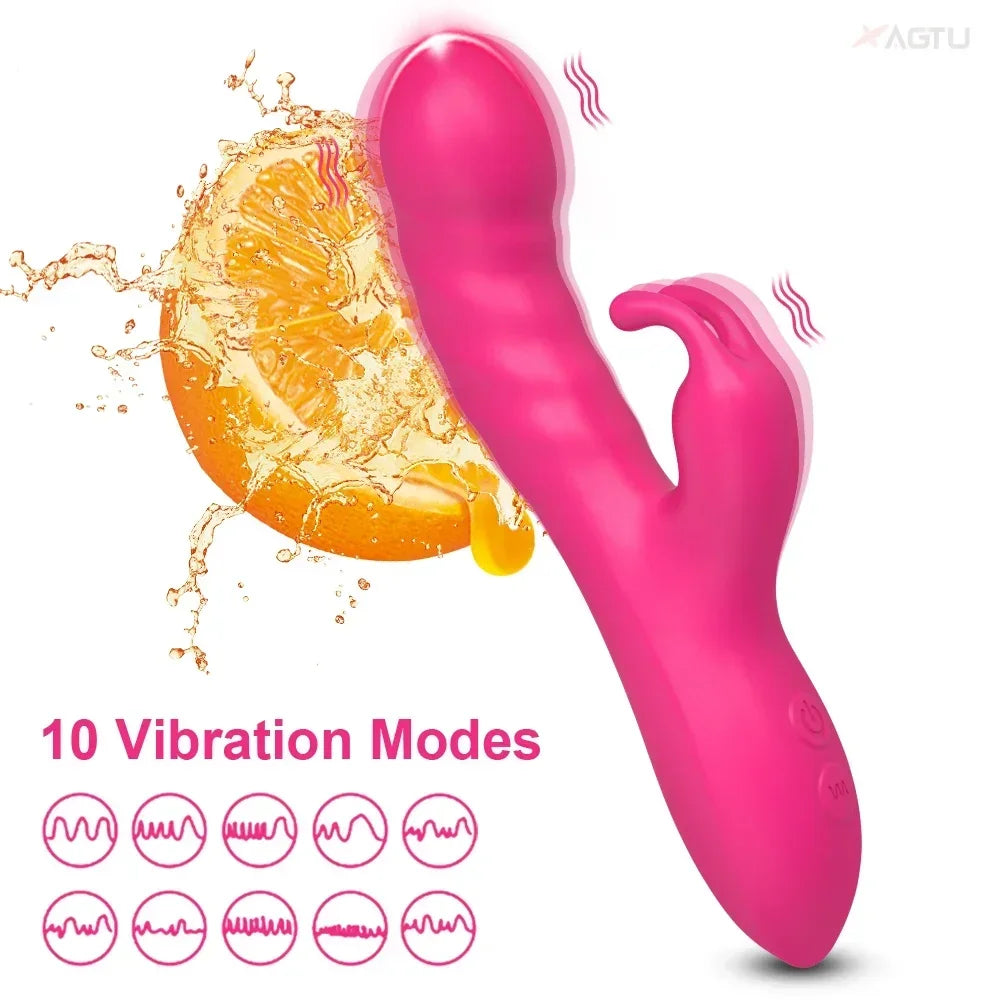 Powerful Rabbit Vibrator Women G-Spot Clitoral Stimulator Vagina Nipple Massager Dildo Female Masturbator Adult Sex Toy