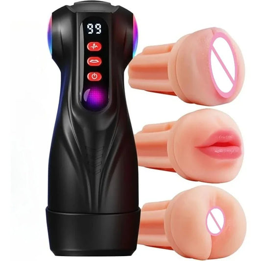 Male Masturbator APP Automatic Masturbation Cup for Men Sucking Deep Throat Realistic Oral Vagina Blowjob Vibrating Sex Machine