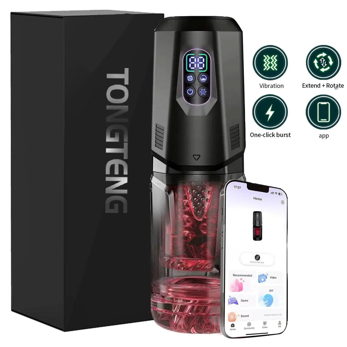 Automatic Masturbator Stroker Adult Toys with 7 Thrusting Rotating 7 Licking Vibrating Modes Hands-Free Sex Machine Pocket Pussy